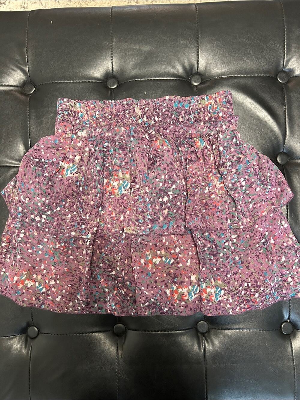 Mudd Purple Floral Smocked Mini Skirt